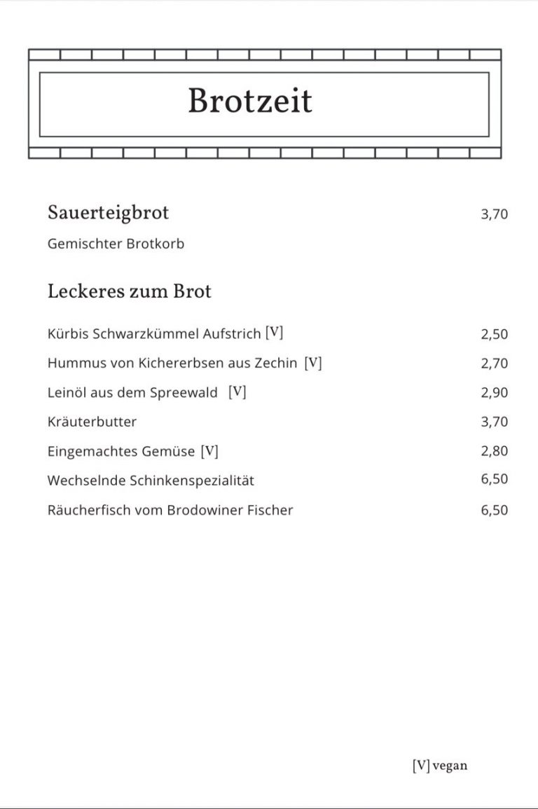 Brotzeit Karte Restaurant Eberswalde