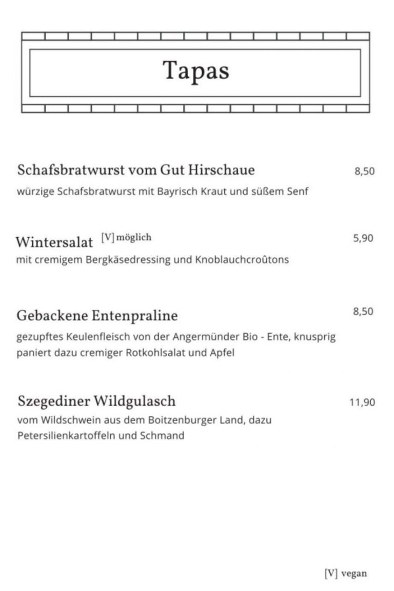 Tapas Karte Kochkommode Eberswalde